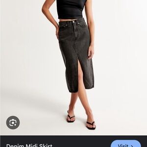 Abercrombie & Fitch Charcoal Denim Midi Skirt